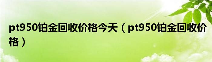 回收铂金pt950，价格与价值的深度解析